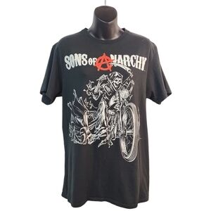 Sons Of Anarchy Biker Tee Shirt M Black Biker Skeleton Skull Reaper Road Gear